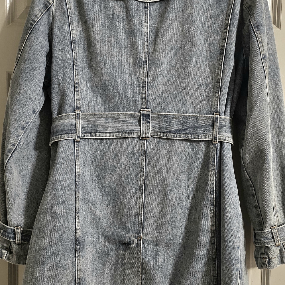 Steve Madden Light Blue Denim Trench Coat - Picture 4 of 6